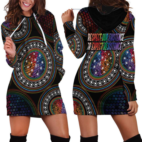 Australia Indigenous Hoodie Dress First Nation LGBT - Respect Our Existence - Aussie Hoodie