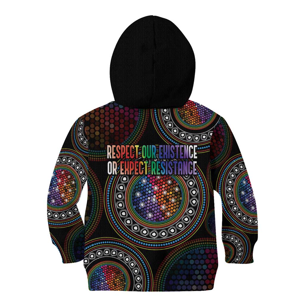 Australia Indigenous Kid Hoodie First Nation LGBT - Respect Our Existence - Aussie Hoodie
