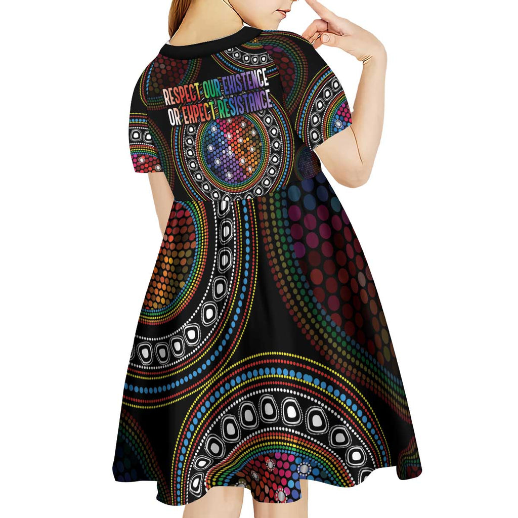 Australia Indigenous Kid Short Sleeve Dress First Nation LGBT - Respect Our Existence - Aussie Hoodie