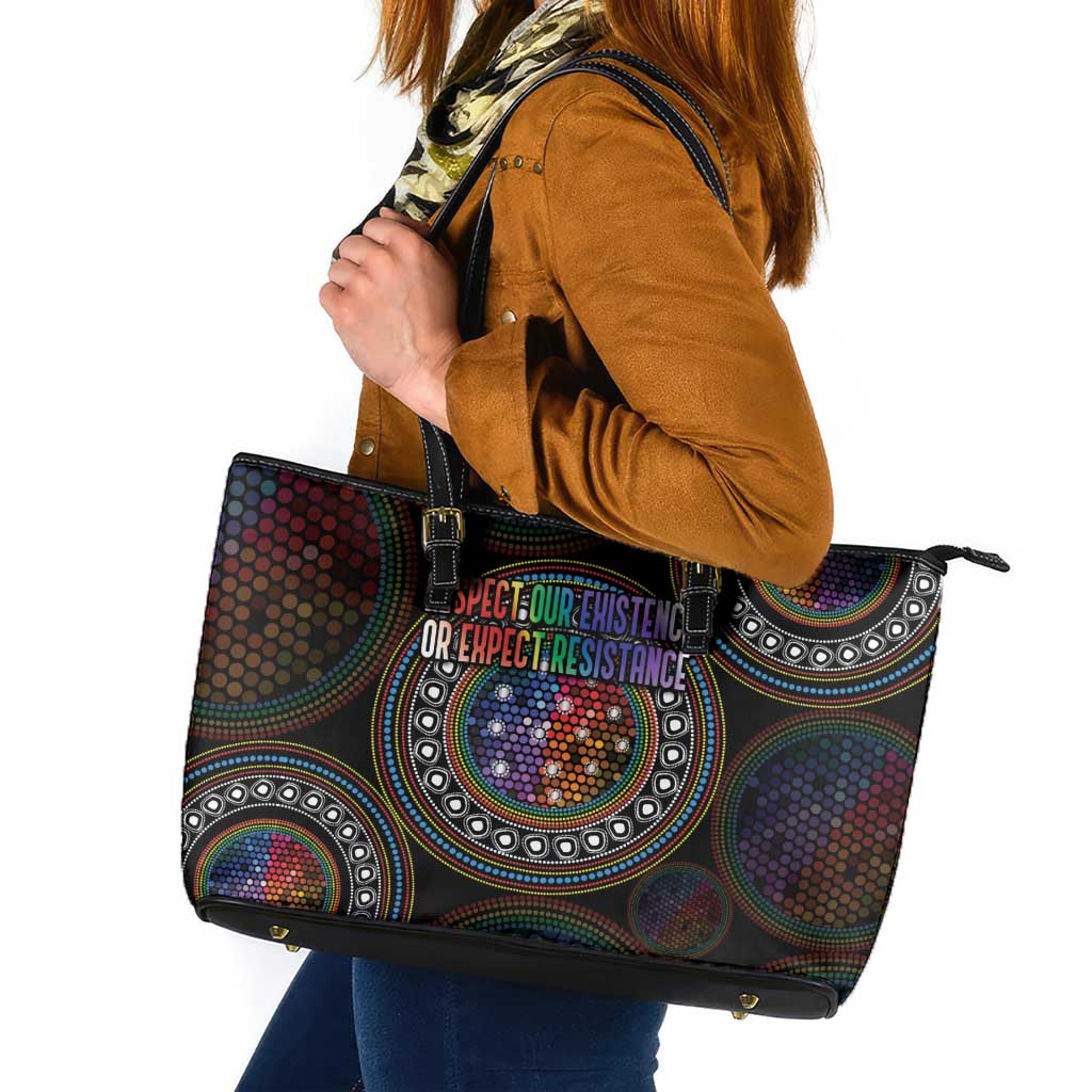 Australia Indigenous Leather Tote Bag First Nation LGBT - Respect Our Existence - Aussie Hoodie