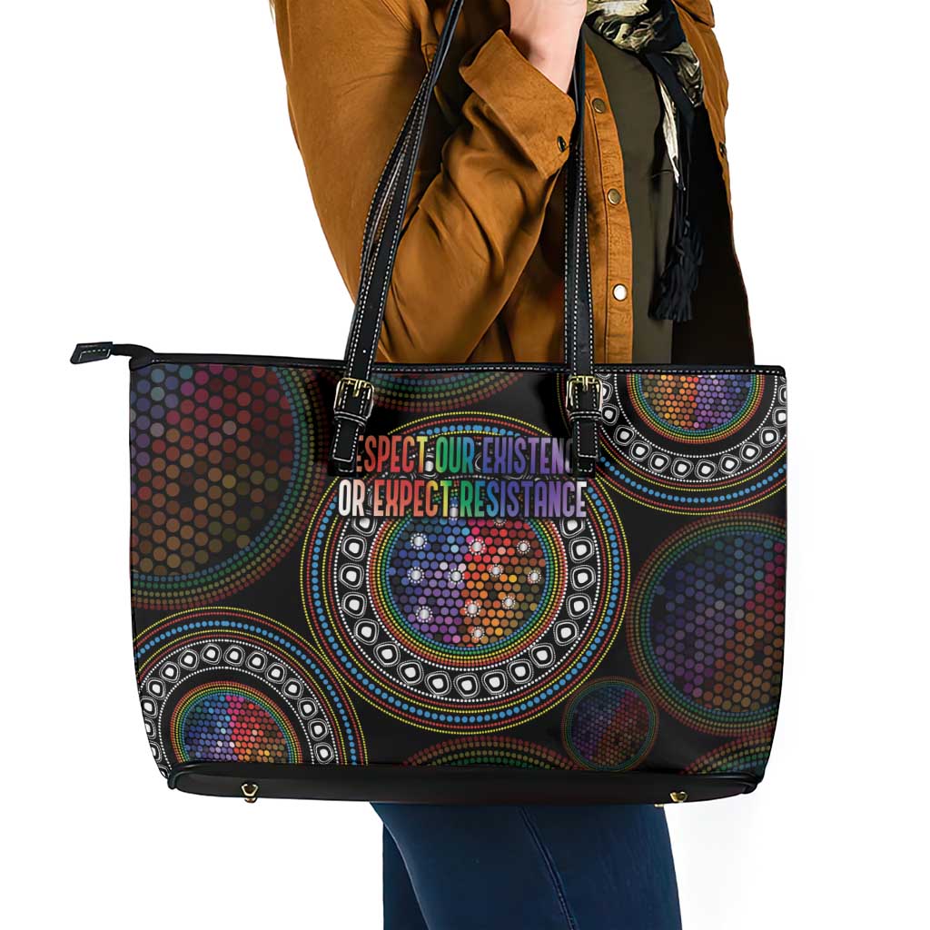 Australia Indigenous Leather Tote Bag First Nation LGBT - Respect Our Existence - Aussie Hoodie