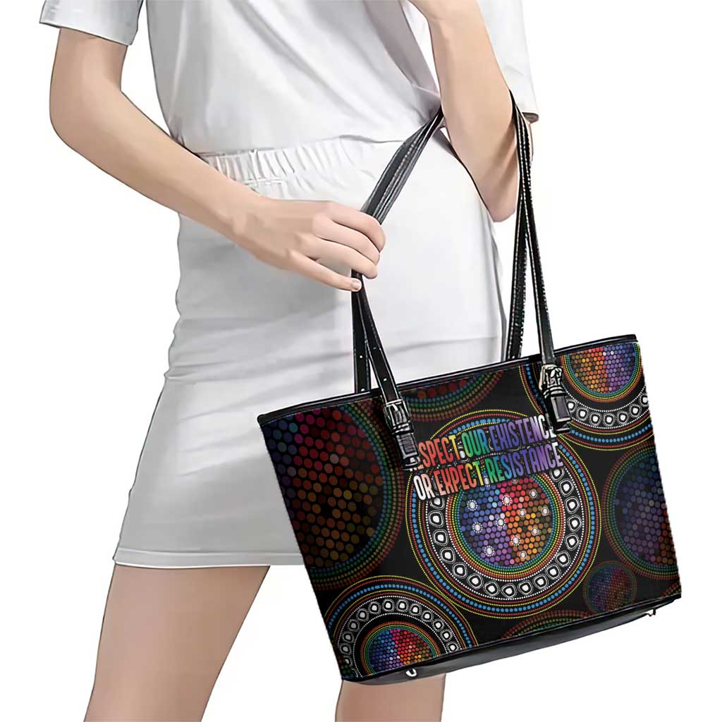 Australia Indigenous Leather Tote Bag First Nation LGBT - Respect Our Existence - Aussie Hoodie
