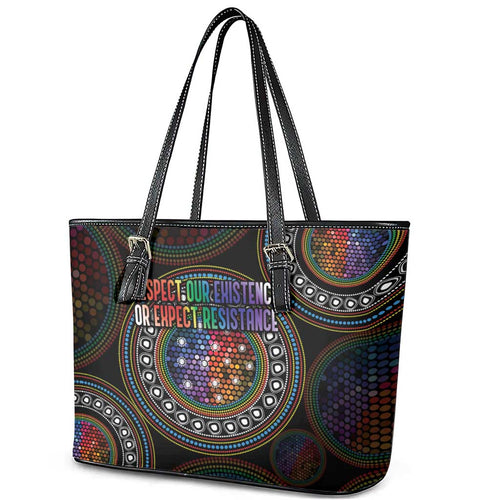 Australia Indigenous Leather Tote Bag First Nation LGBT - Respect Our Existence - Aussie Hoodie