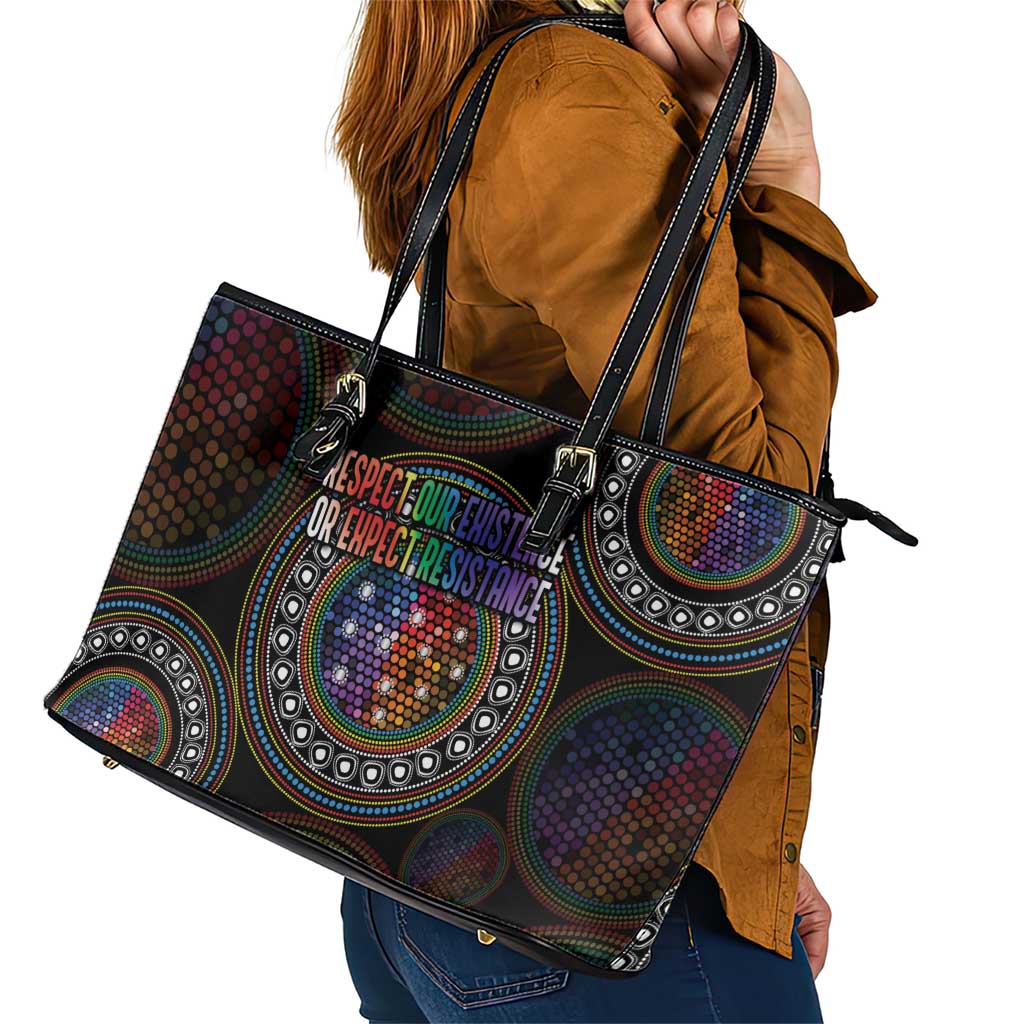 Australia Indigenous Leather Tote Bag First Nation LGBT - Respect Our Existence - Aussie Hoodie