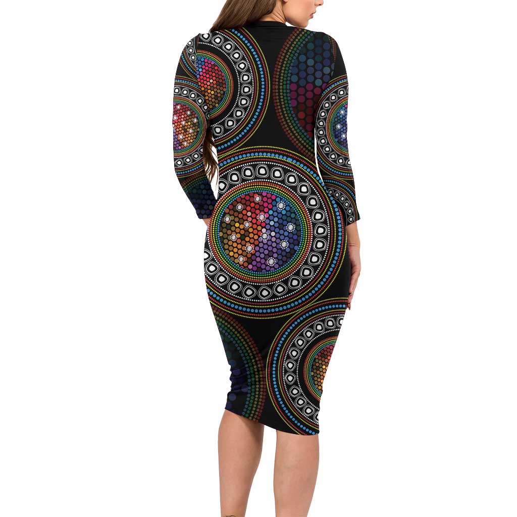 Australia Indigenous Long Sleeve Bodycon Dress First Nation LGBT - Respect Our Existence - Aussie Hoodie