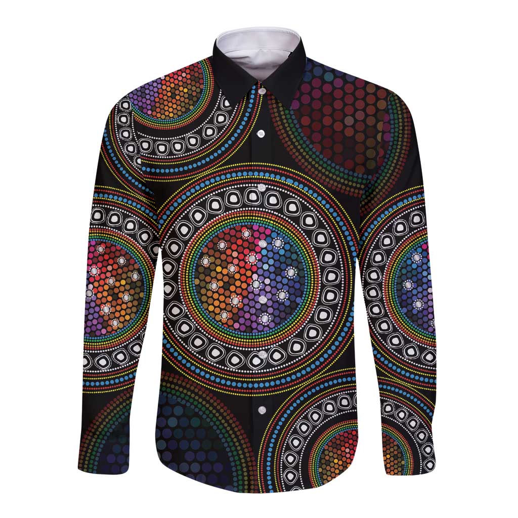 Australia Indigenous Long Sleeve Button Shirt First Nation LGBT - Respect Our Existence - Aussie Hoodie