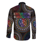 Australia Indigenous Long Sleeve Button Shirt First Nation LGBT - Respect Our Existence - Aussie Hoodie