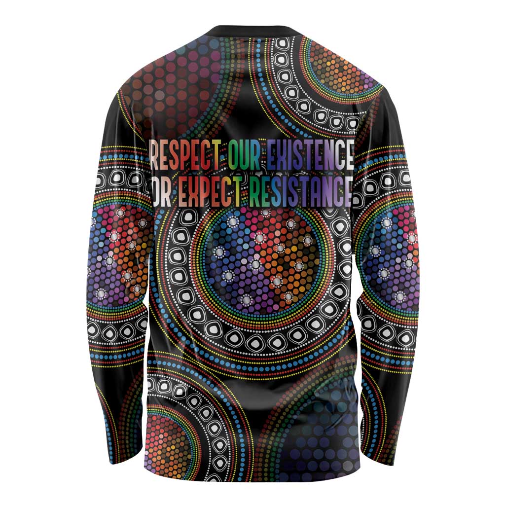 Australia Indigenous Long Sleeve Shirt First Nation LGBT - Respect Our Existence - Aussie Hoodie