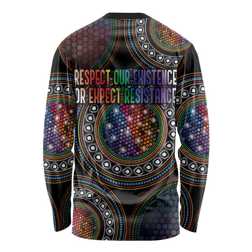 Australia Indigenous Long Sleeve Shirt First Nation LGBT - Respect Our Existence - Aussie Hoodie