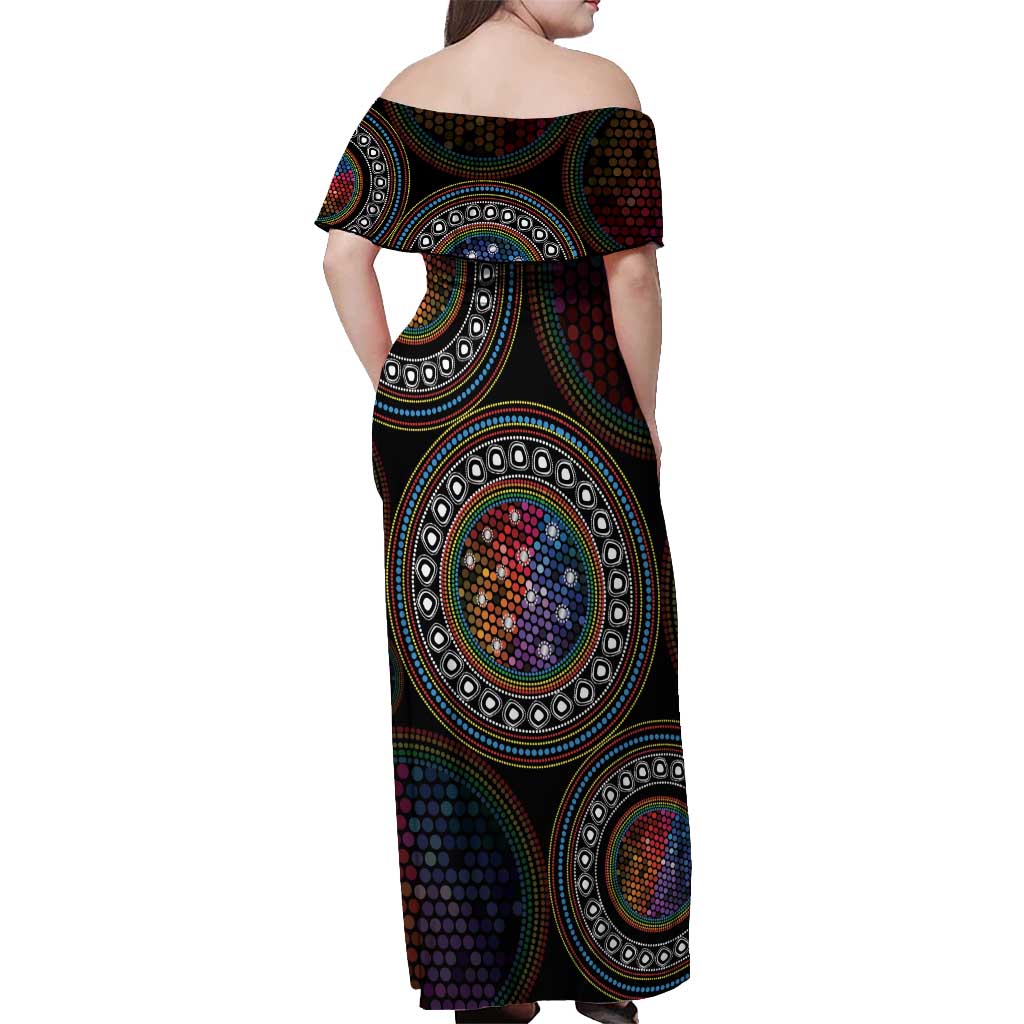 Australia Indigenous Off Shoulder Maxi Dress First Nation LGBT - Respect Our Existence - Aussie Hoodie