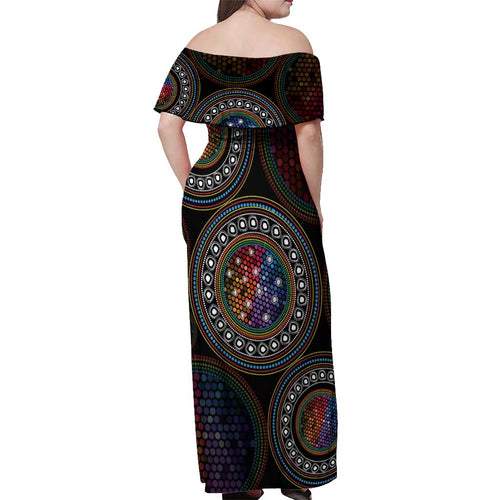 Australia Indigenous Off Shoulder Maxi Dress First Nation LGBT - Respect Our Existence - Aussie Hoodie
