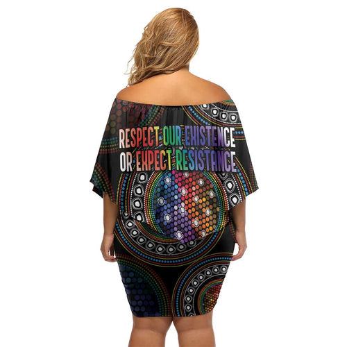 Australia Indigenous Off Shoulder Short Dress First Nation LGBT - Respect Our Existence - Aussie Hoodie