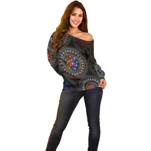 Australia Indigenous Off Shoulder Sweater First Nation LGBT - Respect Our Existence - Aussie Hoodie