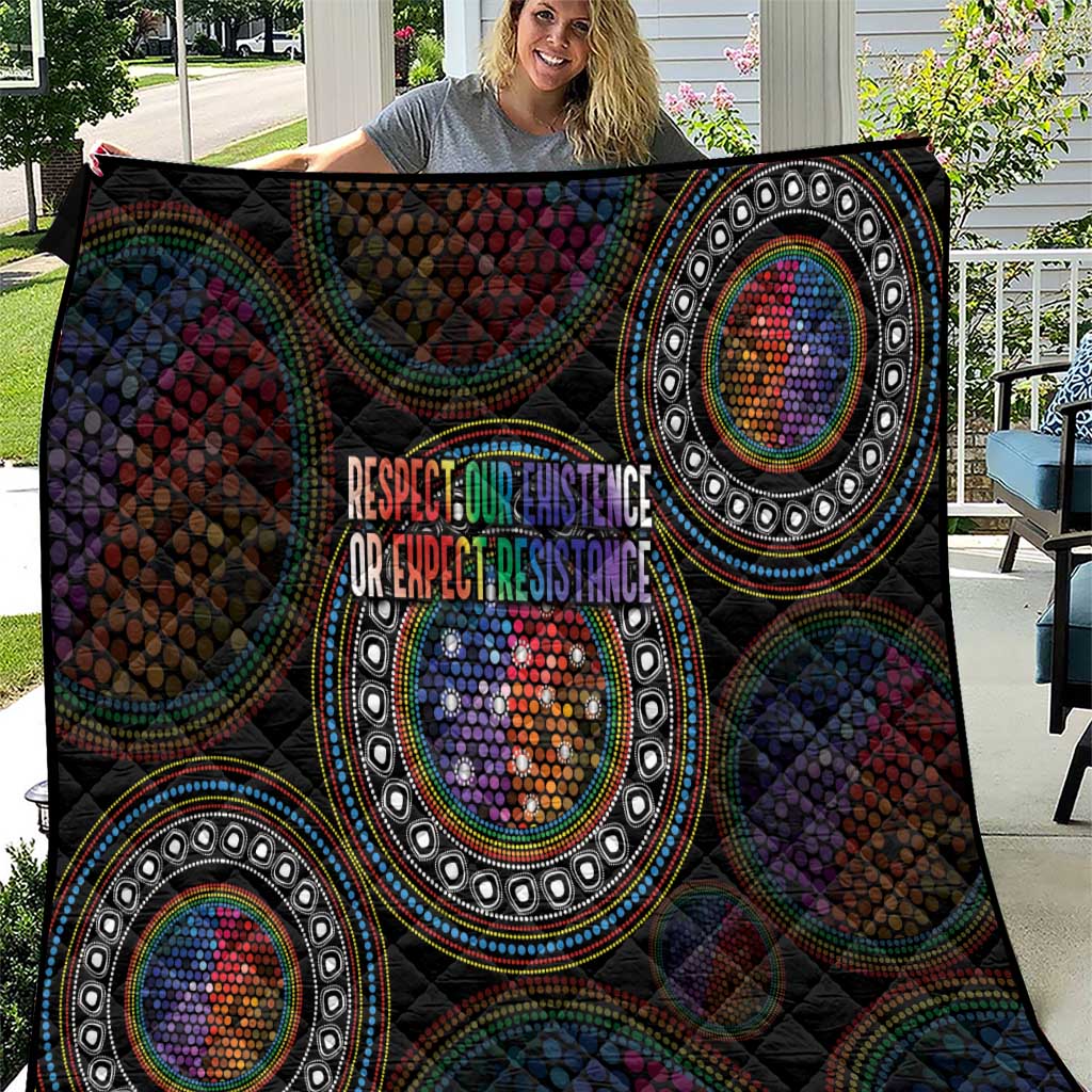 Australia Indigenous Quilt First Nation LGBT - Respect Our Existence - Aussie Hoodie