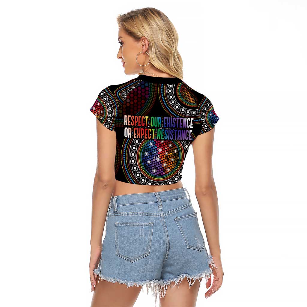 Australia Indigenous Raglan Cropped T Shirt First Nation LGBT - Respect Our Existence - Aussie Hoodie