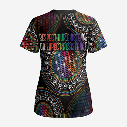 Australia Indigenous Scrub Top First Nation LGBT - Respect Our Existence - Aussie Hoodie
