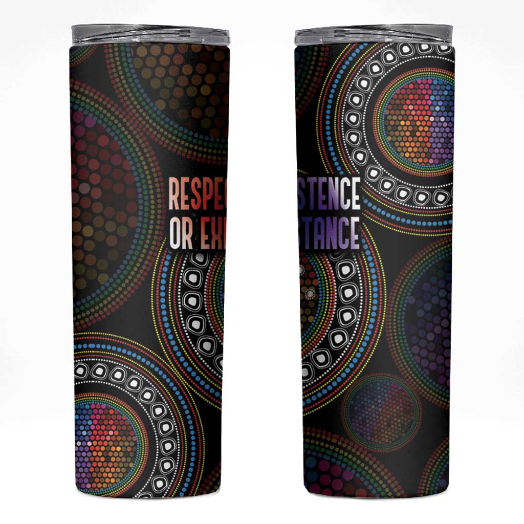 Australia Indigenous Skinny Tumbler First Nation LGBT - Respect Our Existence - Aussie Hoodie