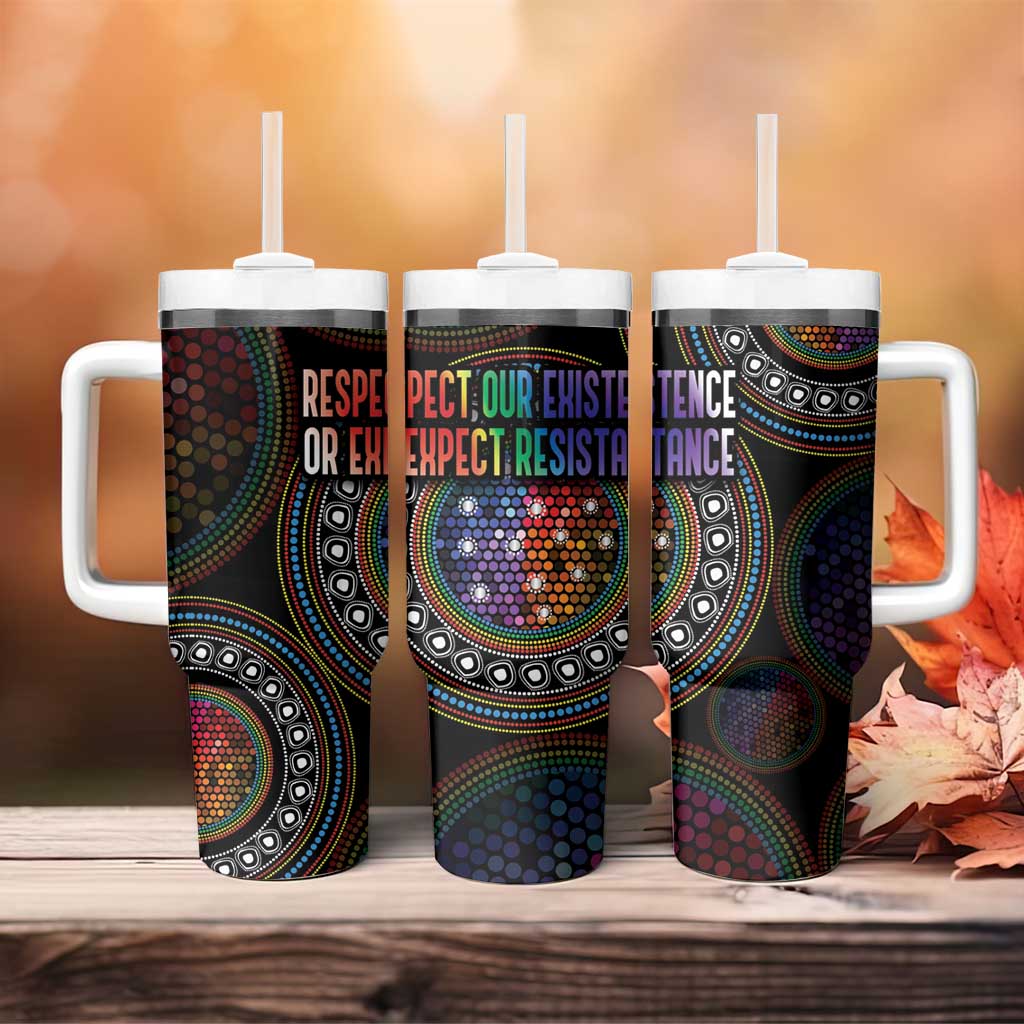 Australia Indigenous Tumbler With Handle First Nation LGBT - Respect Our Existence - Aussie Hoodie