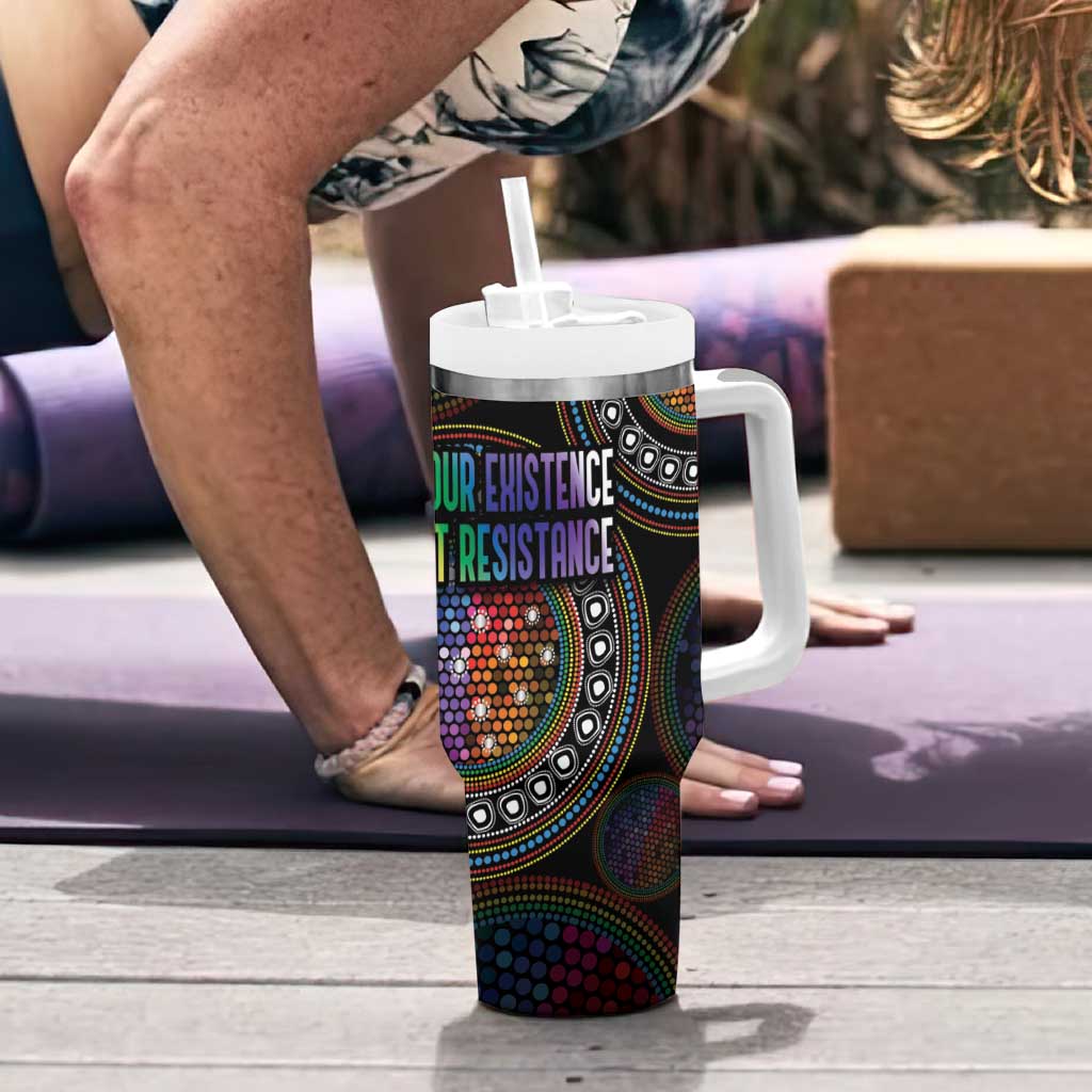 Australia Indigenous Tumbler With Handle First Nation LGBT - Respect Our Existence - Aussie Hoodie