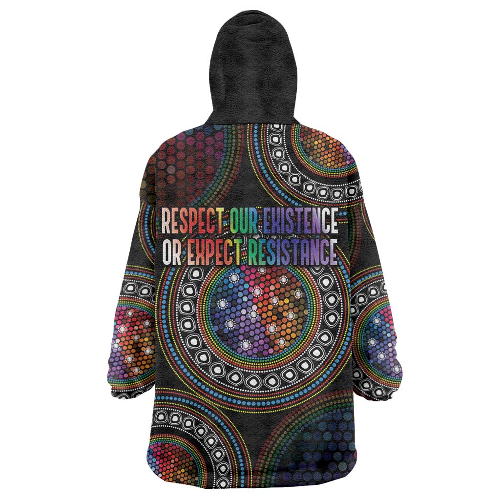 Australia Indigenous Wearable Blanket Hoodie First Nation LGBT - Respect Our Existence - Aussie Hoodie