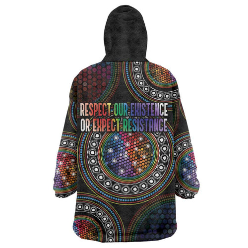 Australia Indigenous Wearable Blanket Hoodie First Nation LGBT - Respect Our Existence - Aussie Hoodie