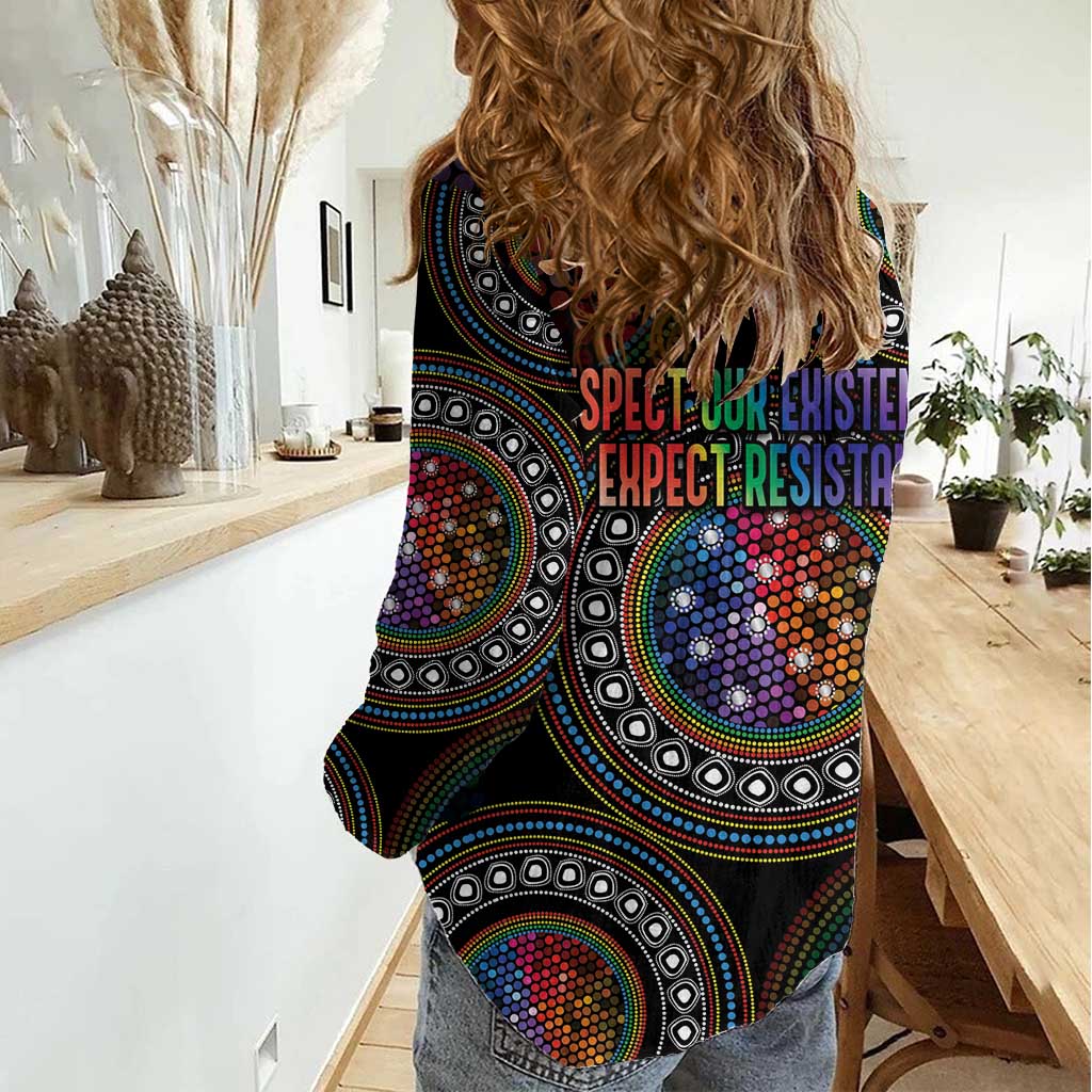 Australia Indigenous Women Casual Shirt First Nation LGBT - Respect Our Existence - Aussie Hoodie