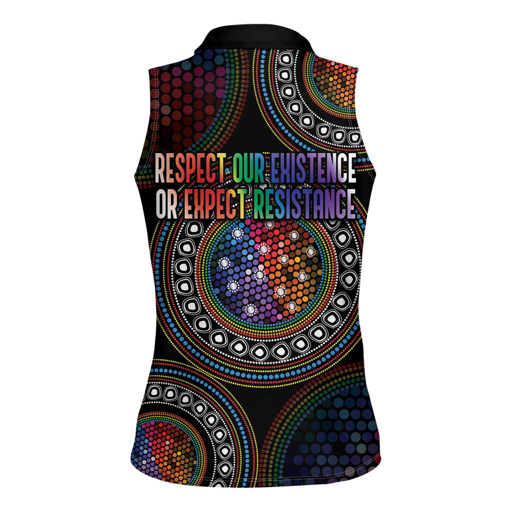 Australia Indigenous Women Sleeveless Polo Shirt First Nation LGBT - Respect Our Existence - Aussie Hoodie