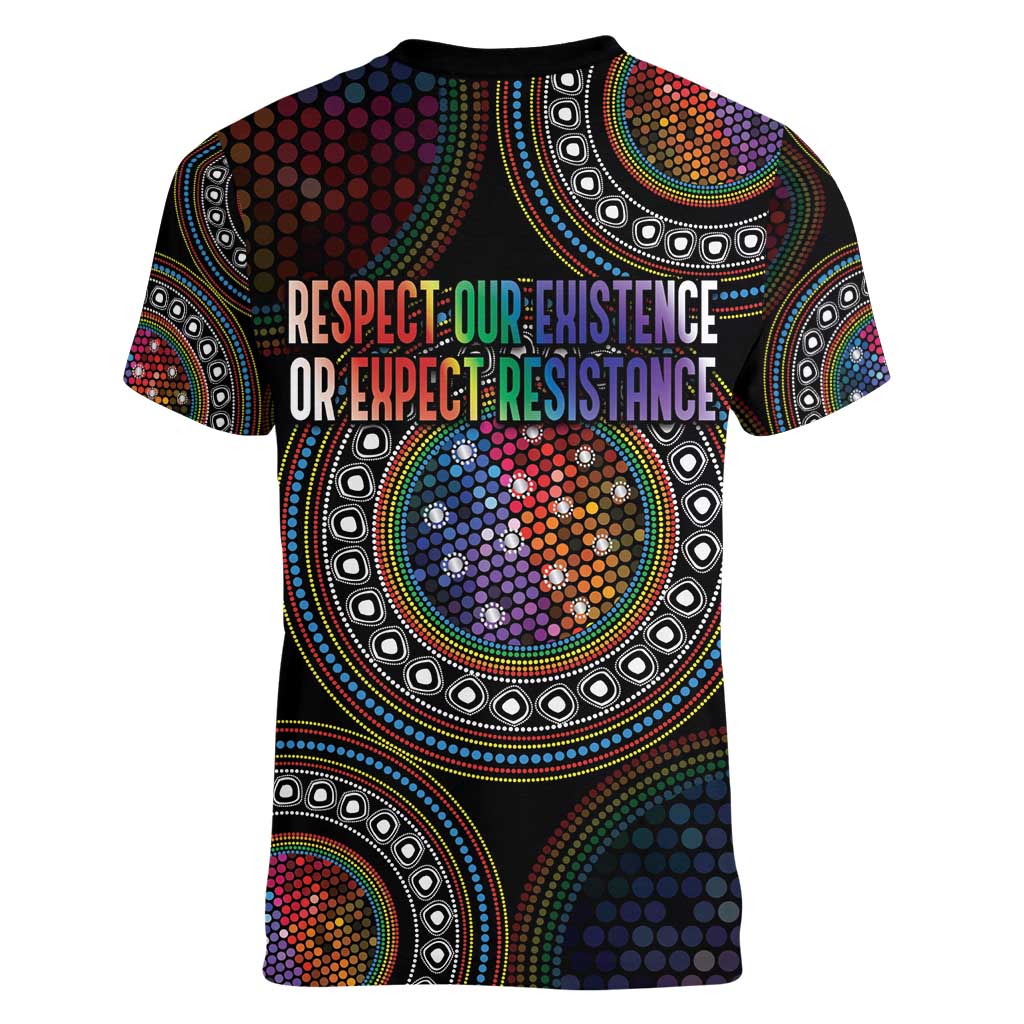 Australia Indigenous Women V-Neck T-Shirt First Nation LGBT - Respect Our Existence - Aussie Hoodie
