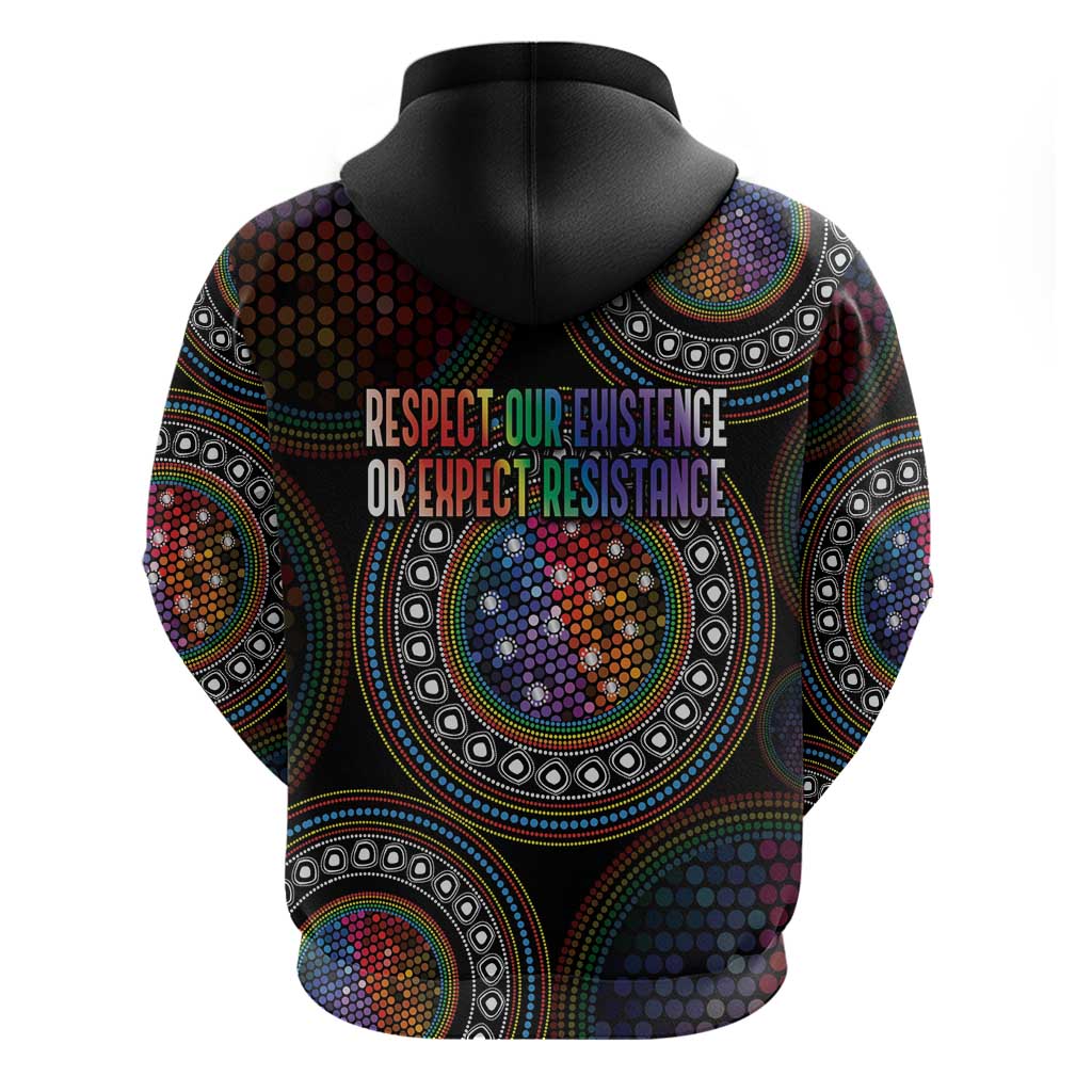 Australia Indigenous Zip Hoodie First Nation LGBT - Respect Our Existence - Aussie Hoodie