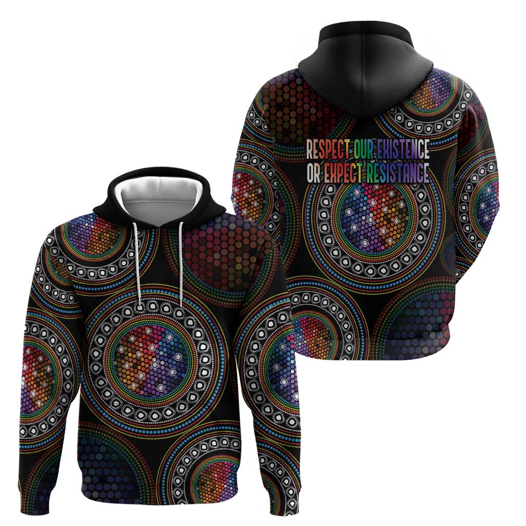 Australia Indigenous Zip Hoodie First Nation LGBT - Respect Our Existence - Aussie Hoodie