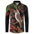 Australia Indigenous Christmas Button Sweatshirt Kookaburra Aboriginal