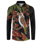 Australia Indigenous Christmas Button Sweatshirt Kookaburra Aboriginal