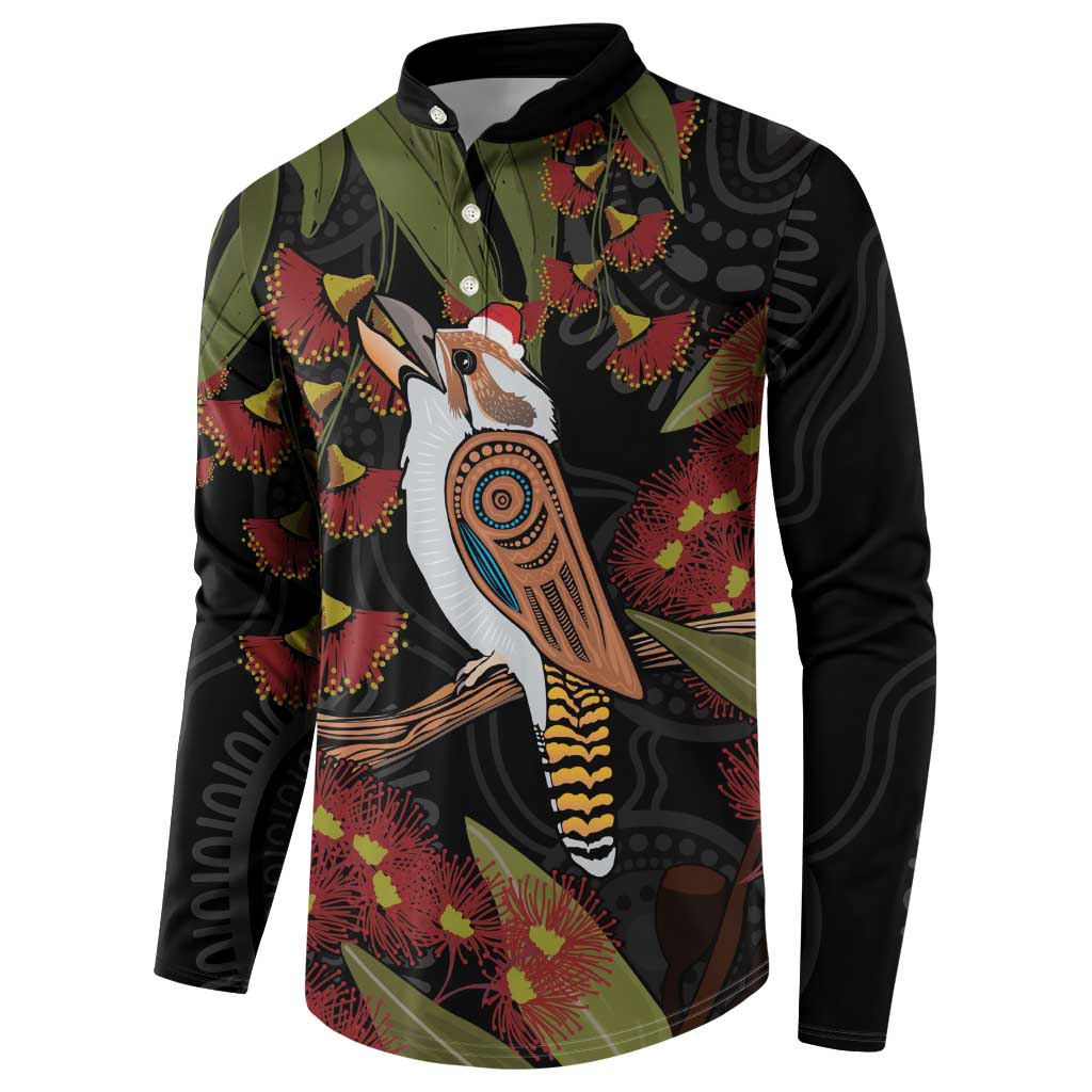 Australia Indigenous Christmas Button Sweatshirt Kookaburra Aboriginal