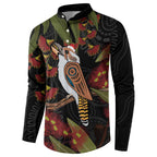 Australia Indigenous Christmas Button Sweatshirt Kookaburra Aboriginal