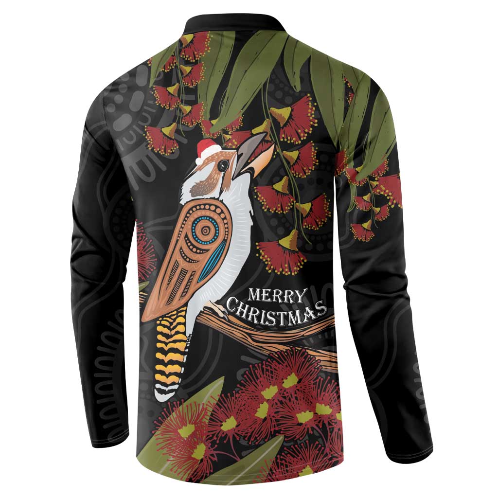 Australia Indigenous Christmas Button Sweatshirt Kookaburra Aboriginal