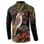 Australia Indigenous Christmas Button Sweatshirt Kookaburra Aboriginal