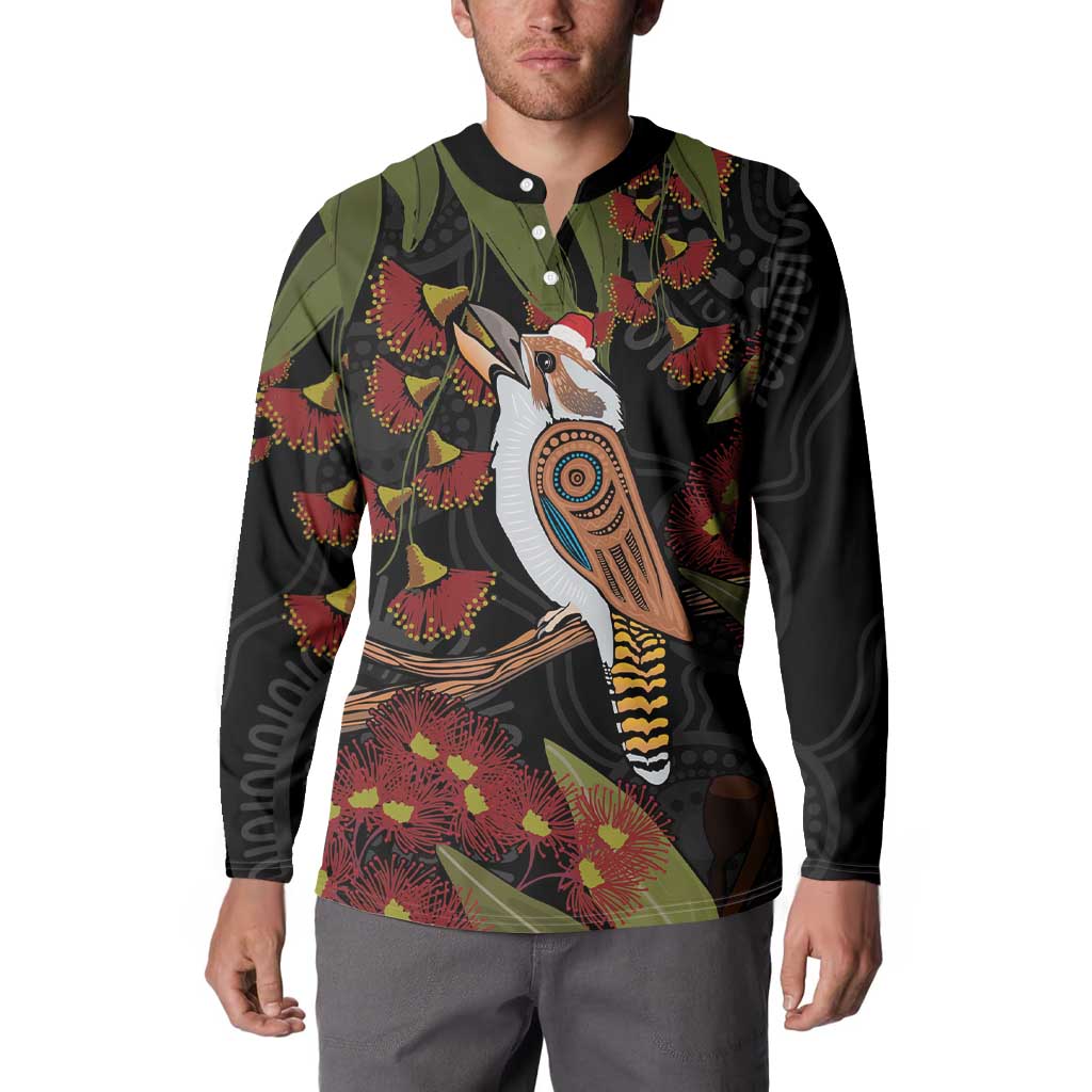Australia Indigenous Christmas Button Sweatshirt Kookaburra Aboriginal