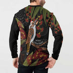 Australia Indigenous Christmas Button Sweatshirt Kookaburra Aboriginal