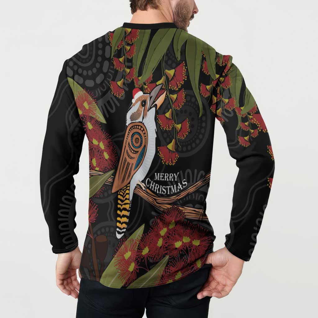 Australia Indigenous Christmas Button Sweatshirt Kookaburra Aboriginal