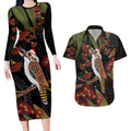 Australia Indigenous Christmas Couples Matching Long Sleeve Bodycon Dress and Hawaiian Shirt Kookaburra Aboriginal