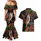 Australia Indigenous Christmas Couples Matching Mermaid Dress and Hawaiian Shirt Kookaburra Aboriginal
