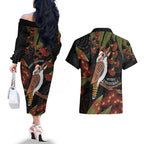 Australia Indigenous Christmas Couples Matching Off The Shoulder Long Sleeve Dress and Hawaiian Shirt Kookaburra Aboriginal