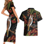Australia Indigenous Christmas Couples Matching Short Sleeve Bodycon Dress and Hawaiian Shirt Kookaburra Aboriginal