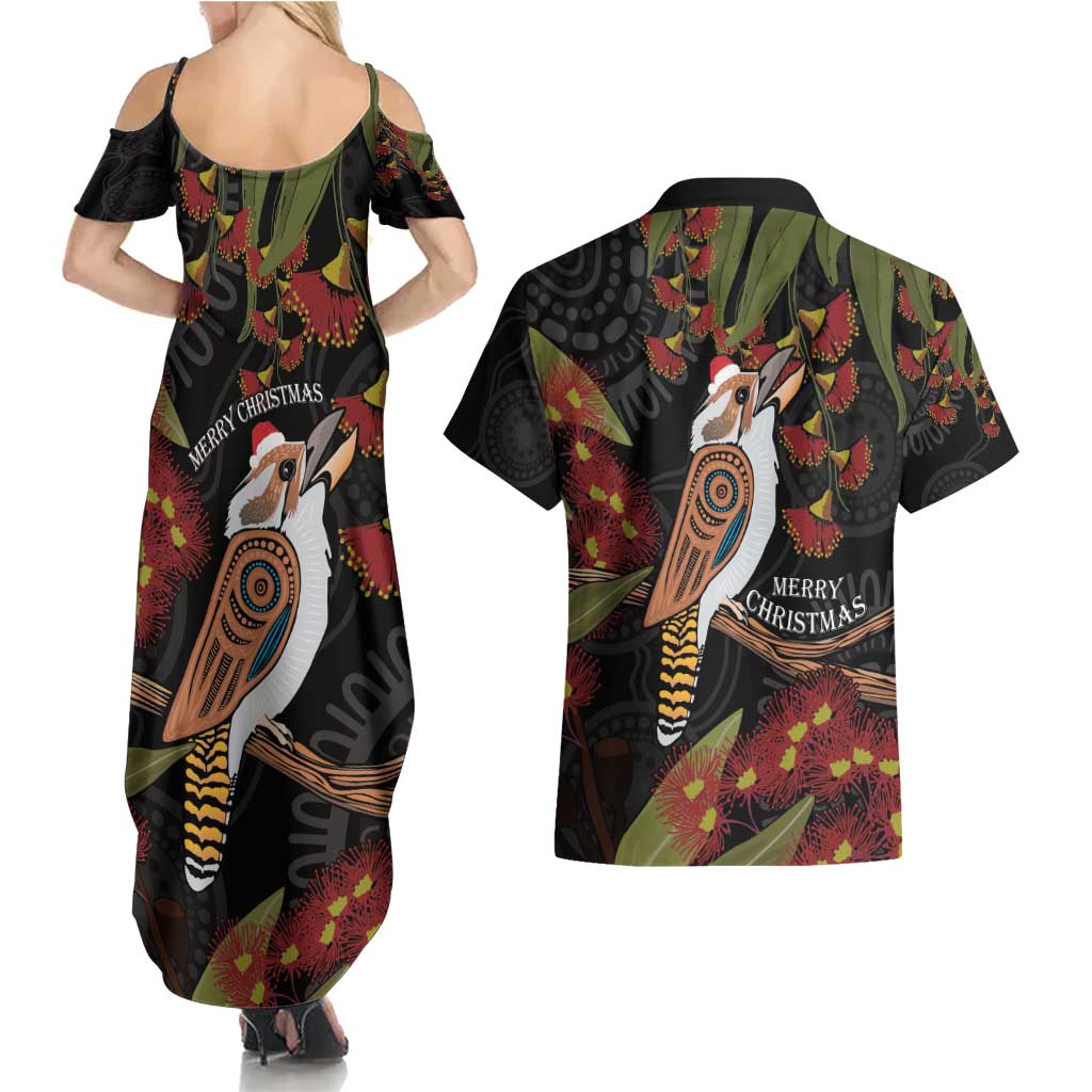 Australia Indigenous Christmas Couples Matching Summer Maxi Dress and Hawaiian Shirt Kookaburra Aboriginal