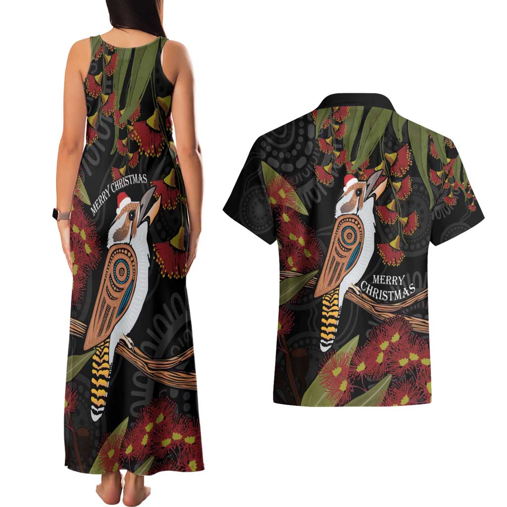 Australia Indigenous Christmas Couples Matching Tank Maxi Dress and Hawaiian Shirt Kookaburra Aboriginal