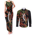 Australia Indigenous Christmas Couples Matching Tank Maxi Dress and Long Sleeve Button Shirt Kookaburra Aboriginal