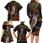 Australia Indigenous Christmas Family Matching Long Sleeve Bodycon Dress and Hawaiian Shirt Kookaburra Aboriginal