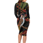 Australia Indigenous Christmas Family Matching Long Sleeve Bodycon Dress and Hawaiian Shirt Kookaburra Aboriginal
