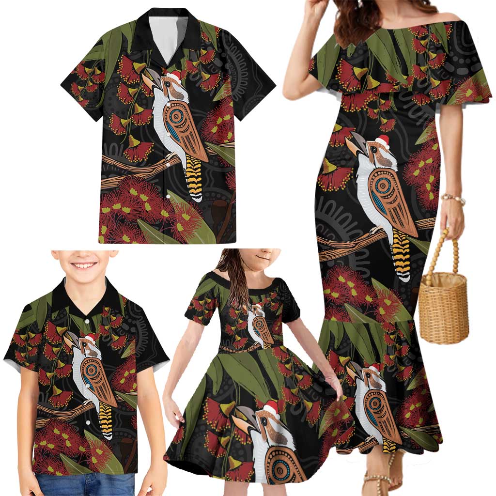 Australia Indigenous Christmas Family Matching Mermaid Dress and Hawaiian Shirt Kookaburra Aboriginal