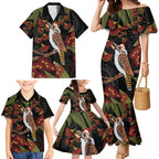 Australia Indigenous Christmas Family Matching Mermaid Dress and Hawaiian Shirt Kookaburra Aboriginal